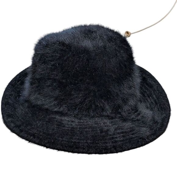 Kangol angora blend bucket hat Elegant Black Fur luxury England stylish Retro - Picture 8 of 9